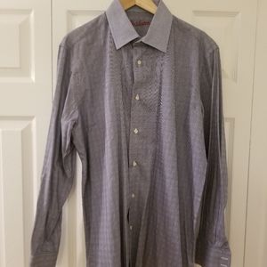 Robert Graham Men Button Down Long Sleeve KWT Gray/Blue Shirt Sz 43/17 L/X-Large